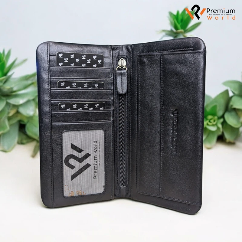 Mens Premium Wallet Original Leather Black- Directorial