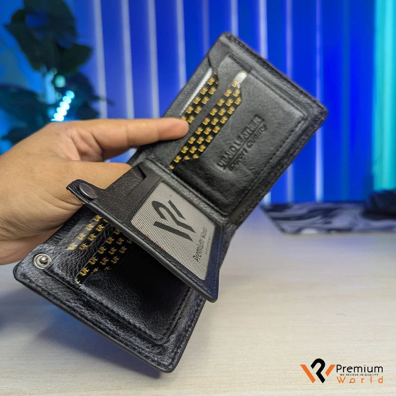 Mens Premium Wallet Original Leather Black-PureCraft - Image 3