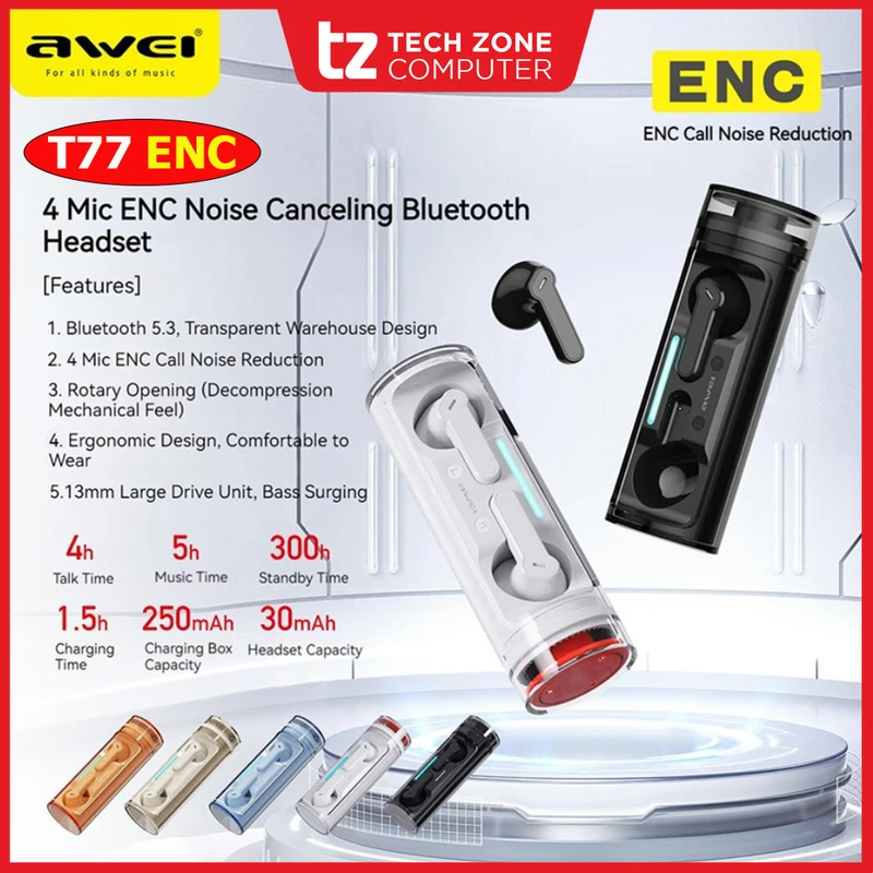 Awei T77 ENC Bluetooth Earphones - Image 3